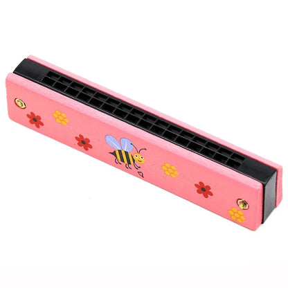 1pc 16-Hole Wooden Harmonica Cartoon Animals Painted Toy Musical Instrument Play Kids Early Educational Toys for Children Gifts Leedoar