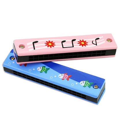 1pc 16-Hole Wooden Harmonica Cartoon Animals Painted Toy Musical Instrument Play Kids Early Educational Toys for Children Gifts Leedoar