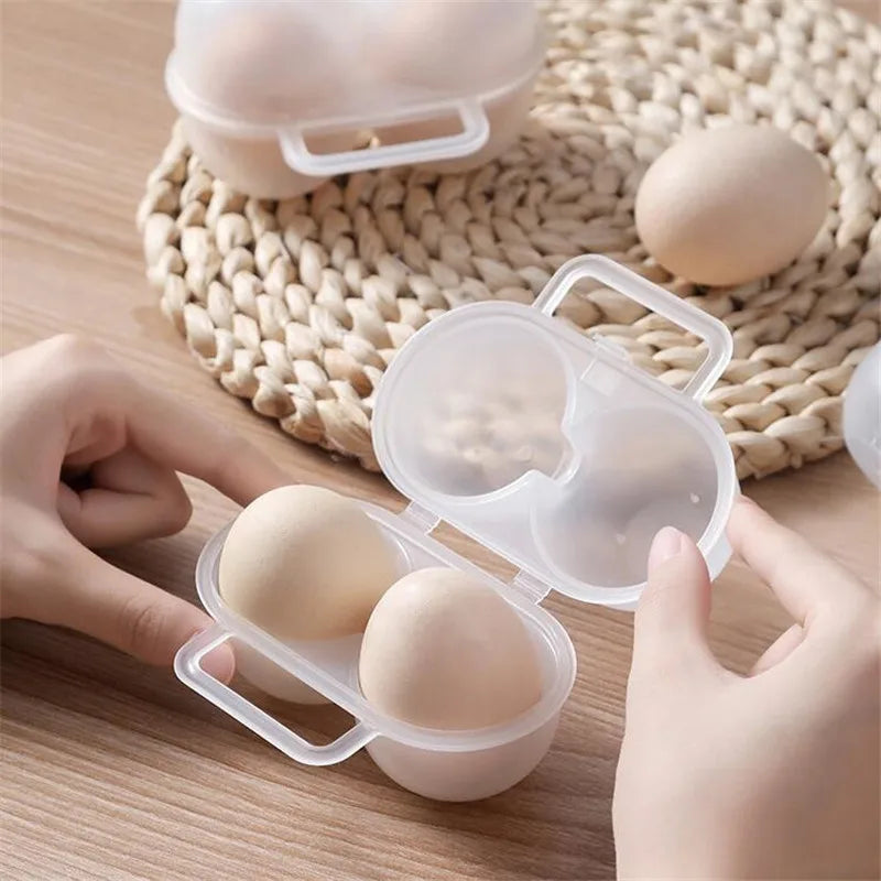 1pc 2-Cell Outdoor Portable Egg Box Plastic Egg Bandeja Geladeira Caixa de armazenamento de ovos Amortecedor e antiqueda Egg Loade 