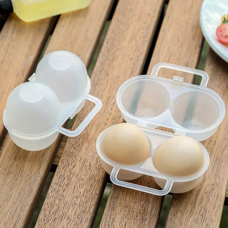 1 huevera portátil de plástico para exteriores de 2 celdas, bandeja para huevos, para refrigerador, caja de almacenamiento de huevos que absorbe los golpes y es anticaídas 