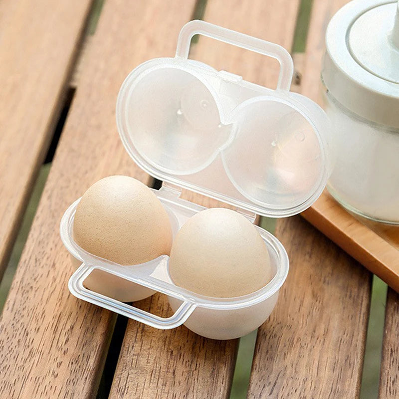 1 huevera portátil de plástico para exteriores de 2 celdas, bandeja para huevos, para refrigerador, caja de almacenamiento de huevos que absorbe los golpes y es anticaídas 