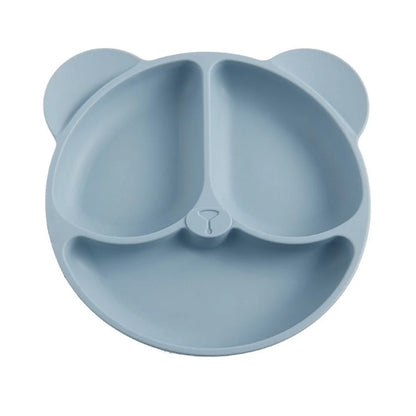 1pc 20x20x3cm Cute Bear Baby Food Supplement Tableware - Food Grade Silicone Suction Cup Dinner Plate Fall-proof Food Bowl Leedoar