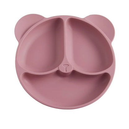 1pc 20x20x3cm Cute Bear Baby Food Supplement Tableware - Food Grade Silicone Suction Cup Dinner Plate Fall-proof Food Bowl Leedoar