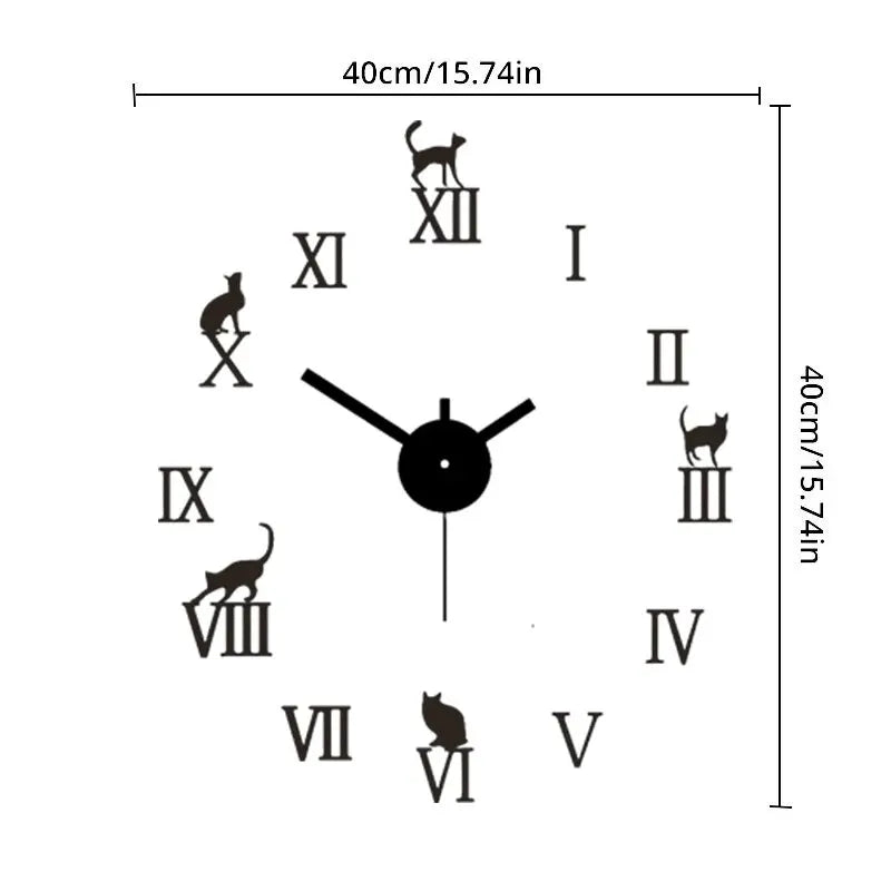 1pc 40cm Black Roman Numerals Mute DIY Clock ,For Living Room, Bedroom, Desk Wall Mounted Clock Home Furnishings Leedoar