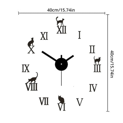 1pc 40cm Black Roman Numerals Mute DIY Clock ,For Living Room, Bedroom, Desk Wall Mounted Clock Home Furnishings Leedoar