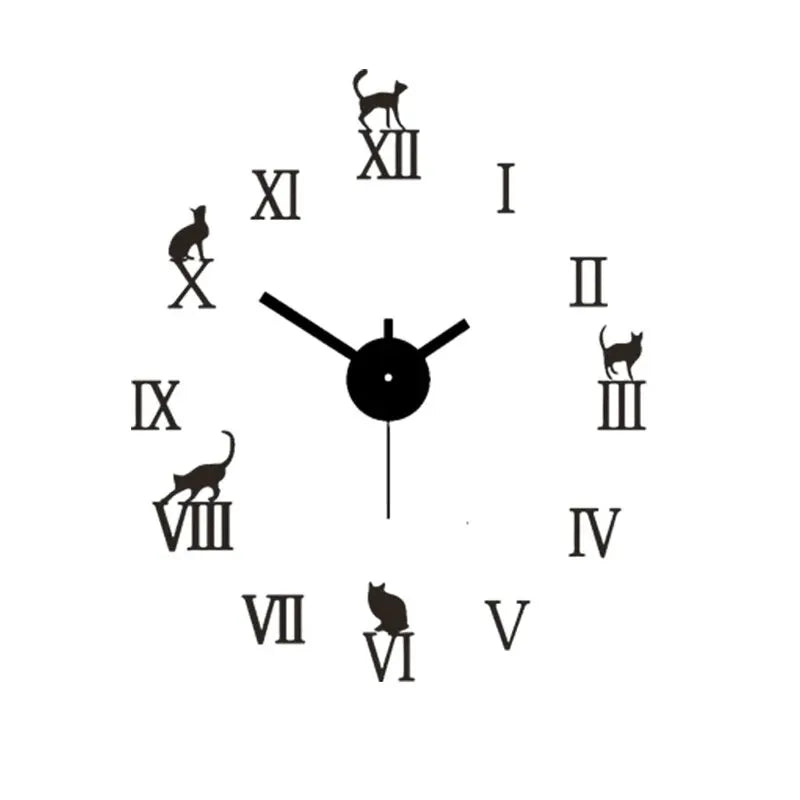 1pc 40cm Black Roman Numerals Mute DIY Clock ,For Living Room, Bedroom, Desk Wall Mounted Clock Home Furnishings Leedoar