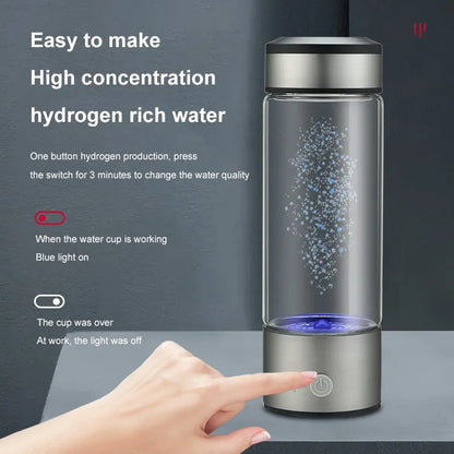 1pc 450ml Portable Hydrogen Water Generator 3 Minutes Mode High Concentration Hydrogen Water Generator Leedoar