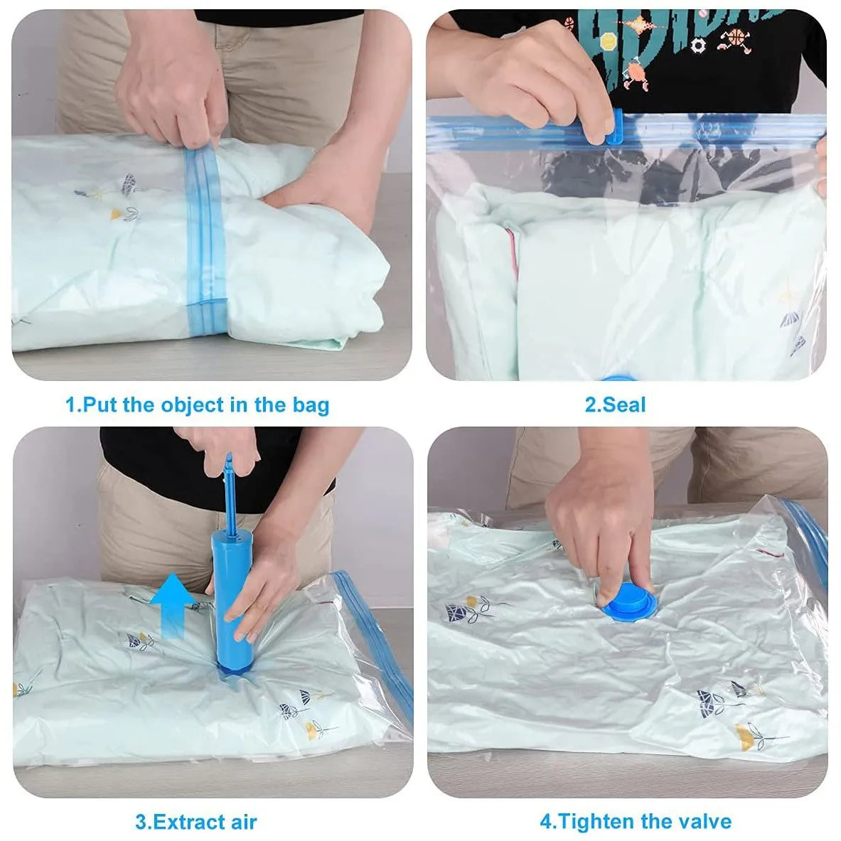 1pc 6Sizes Moisture Proof Vacuum Bag Clothes Storage With Valve Transparent Folding Travel Space Saving Aspirated Compression Leedoar