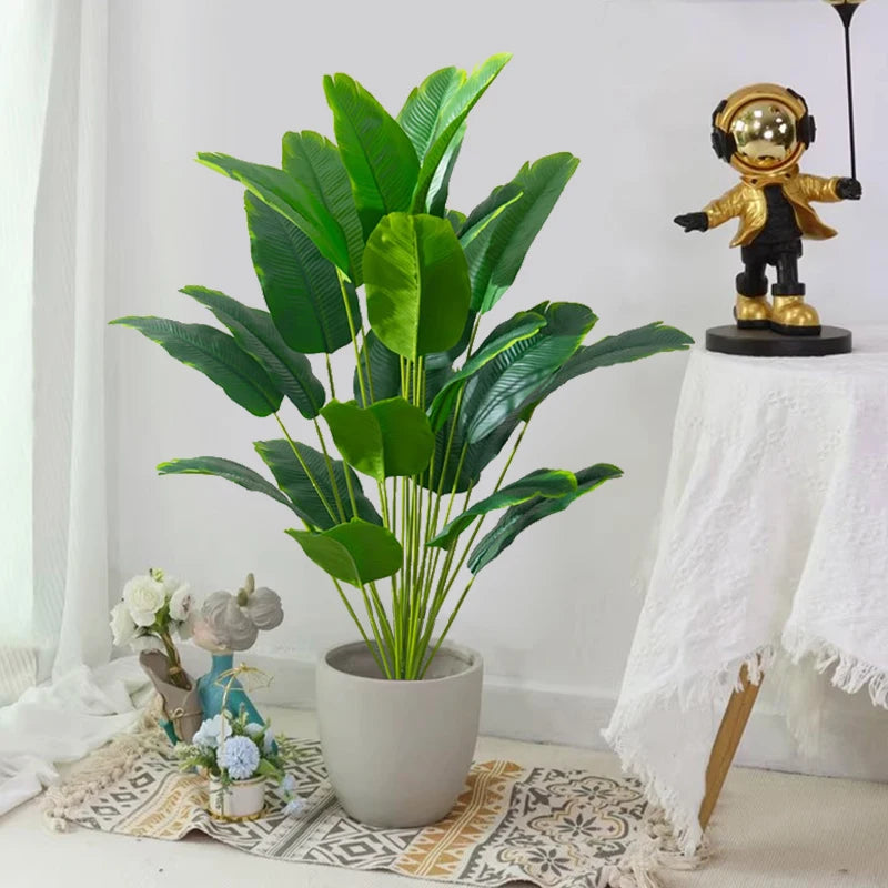 1pc Plantas Artificiais Grandes Palmeiras Tropicais Falsas Plantas de Bananeira Folhas Toque Real Plástico Monstera Para Decoração de Festa de Jardim em Casa 