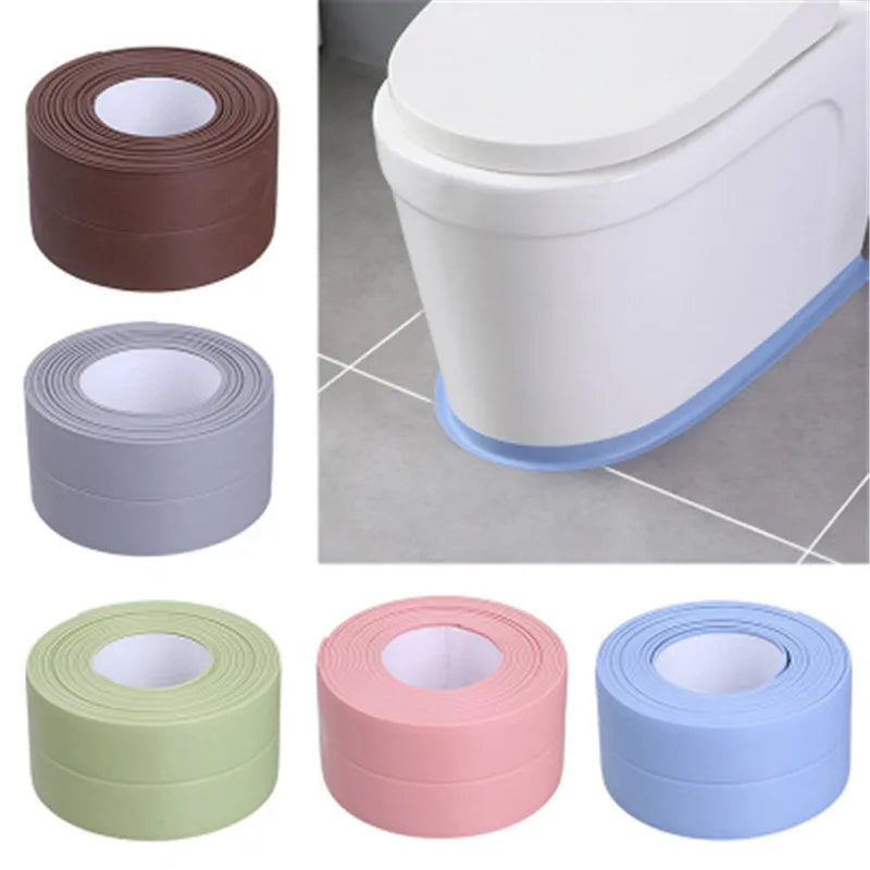 1pc Bathroom Waterproof Wall Stickers Sealing Tapes PVC Adhesive Sealing Strips Sink Edge Tape Kitchen Bathroom Accessories Leedoar