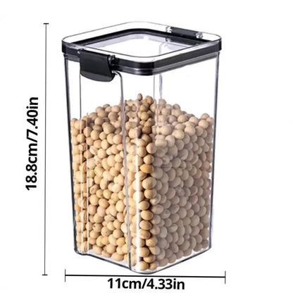 1pc Black 1300ml Sealed Boxes Jars Kitchen Storage Bottles Jars Sealed Food Containers Tea Coffee Beans Cereals Candy Box Leedoar