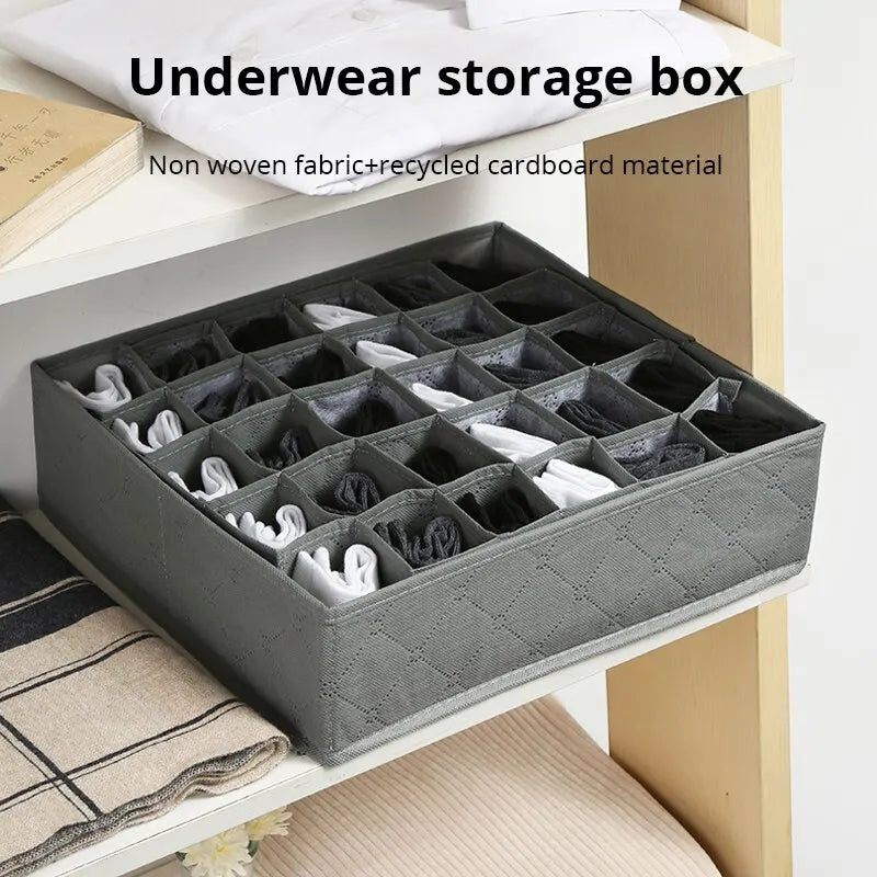 1pc Black 30 Grids Underwear Organizer Foldable Cabinets Drawer Underwear Divider Storage Box Hard Bra Socks Closet Storage Leedoar