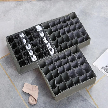 1pc Black 30 Grids Underwear Organizer Foldable Cabinets Drawer Underwear Divider Storage Box Hard Bra Socks Closet Storage Leedoar