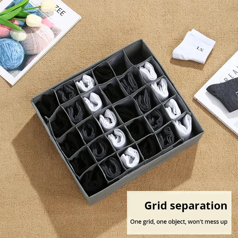 1pc Black 30 Grids Underwear Organizer Foldable Cabinets Drawer Underwear Divider Storage Box Hard Bra Socks Closet Storage Leedoar