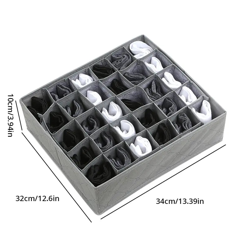 1pc Black 30 Grids Underwear Organizer Foldable Cabinets Drawer Underwear Divider Storage Box Hard Bra Socks Closet Storage Leedoar