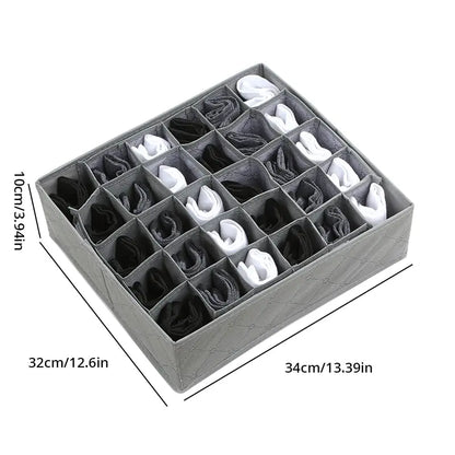 1pc Black 30 Grids Underwear Organizer Foldable Cabinets Drawer Underwear Divider Storage Box Hard Bra Socks Closet Storage Leedoar