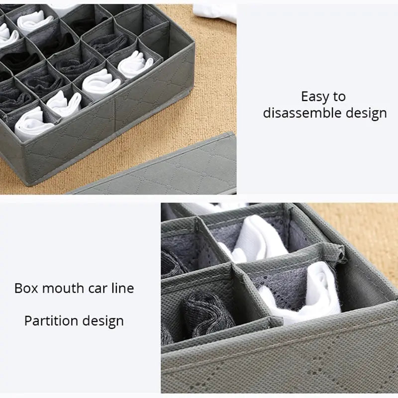 1pc Black 30 Grids Underwear Organizer Foldable Cabinets Drawer Underwear Divider Storage Box Hard Bra Socks Closet Storage Leedoar