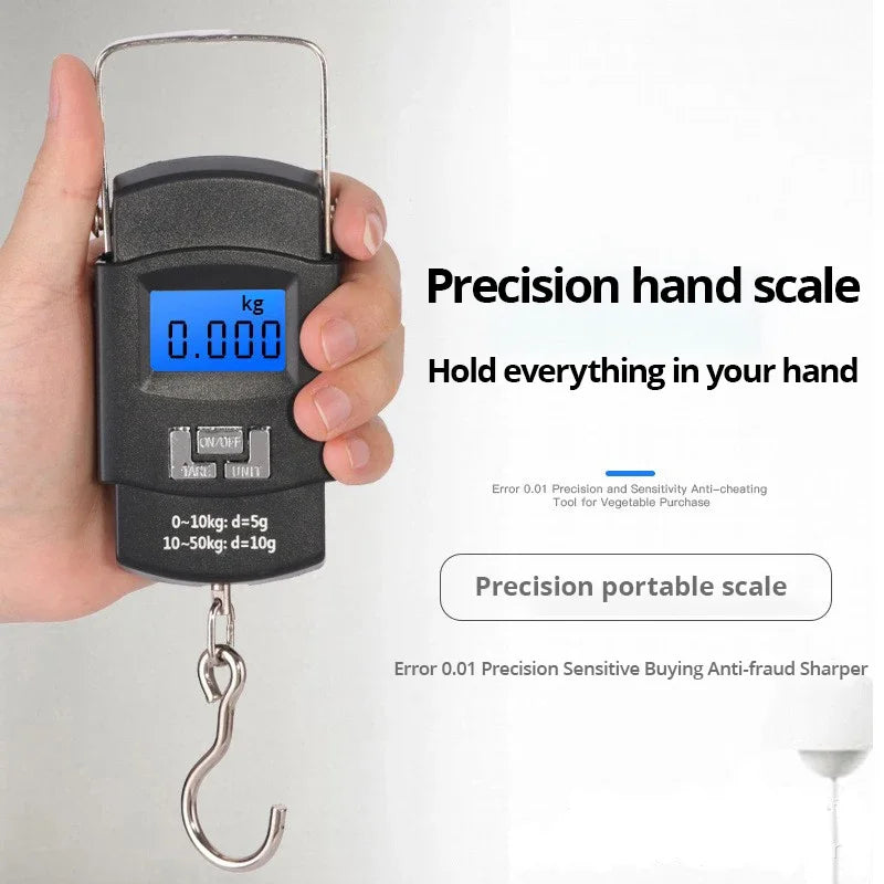 1pc Black 50kg Portable Electronic Portable Luggage Scale LCD Digital Display Screen Express Delivery Scale Hook Mini Scale Leedoar