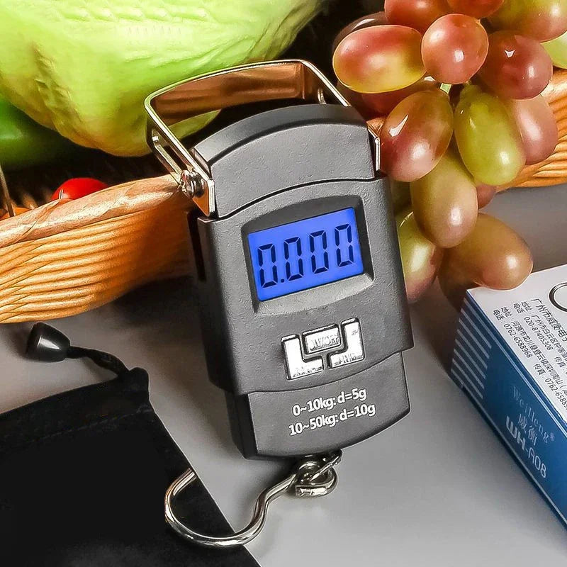 1pc Black 50kg Portable Electronic Portable Luggage Scale LCD Digital Display Screen Express Delivery Scale Hook Mini Scale Leedoar