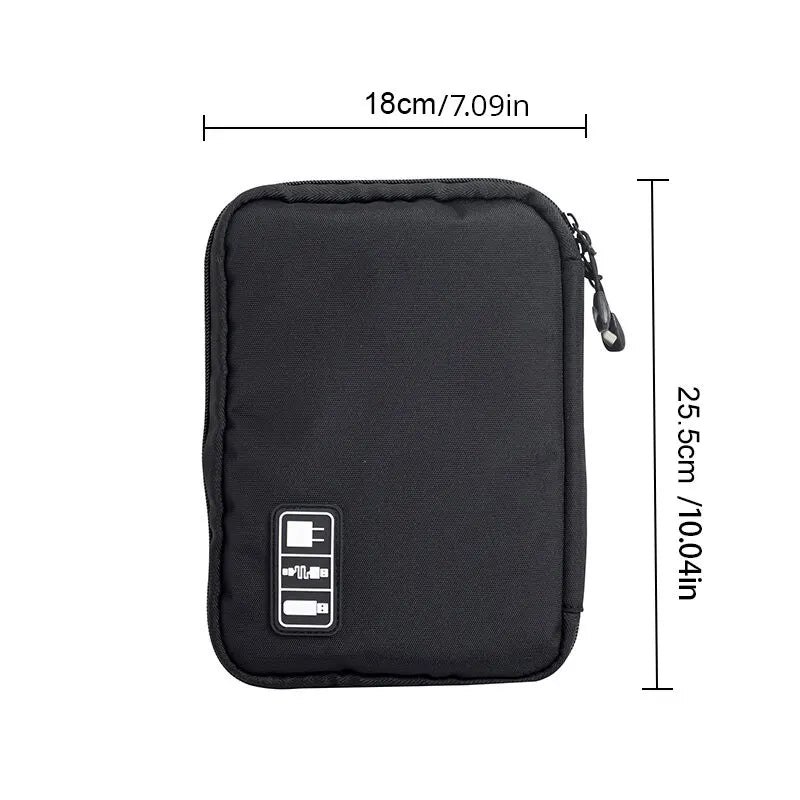 1pc Black Green Storage Bag Electronic Accessory Organizer Portable Usb Data Cable Charger Plug Travel Waterproof Organizer Leedoar