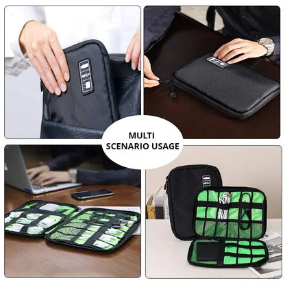 1pc Black Green Storage Bag Electronic Accessory Organizer Portable Usb Data Cable Charger Plug Travel Waterproof Organizer Leedoar