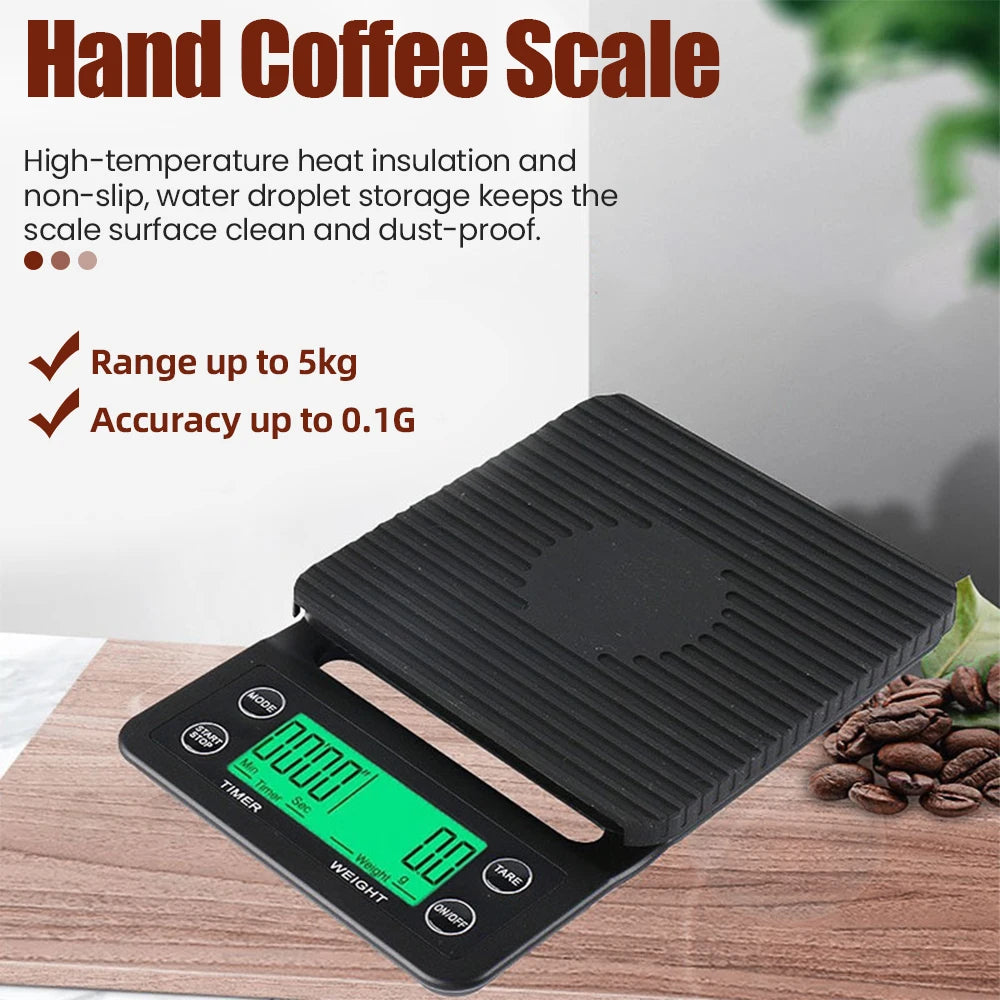 1pc Black Precision Coffee Dropping Scale 0.1g Coffee Dropping Scale With Timer Digital Kitchen Scale High Precision LCD Scale Leedoar