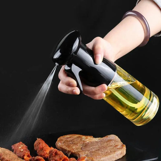 1pc Black Transparent Oil Spray Bottle for Cooking Kitchen Olive Oil Sprayer for Camping BBQ Baking Vinegar Soy Sauce Leedoar