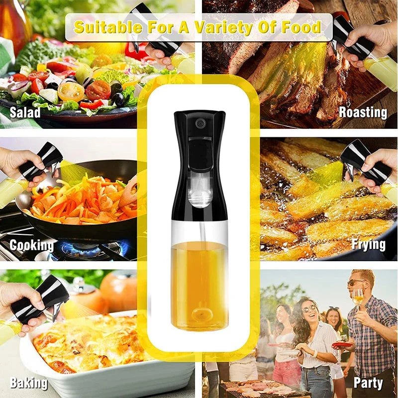 1pc Black Transparent Oil Spray Bottle for Cooking Kitchen Olive Oil Sprayer for Camping BBQ Baking Vinegar Soy Sauce Leedoar