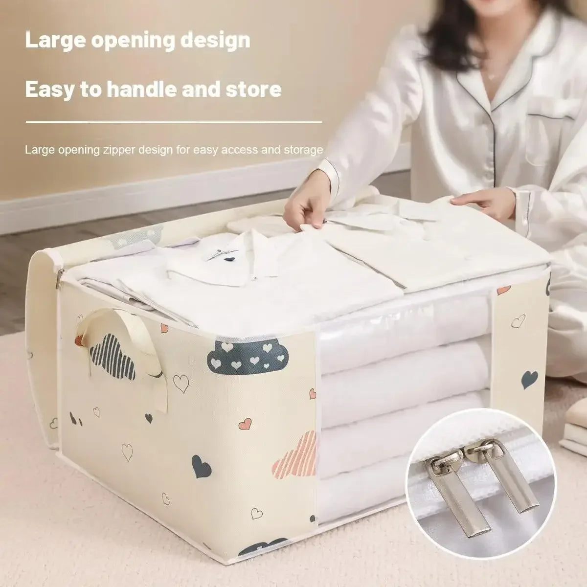 1pc Blue/White Quilt Clothes Storage Bag Moisture Dust Proof Proof Organizer Big Capacity Duvet Blanket Sorting Bags Leedoar