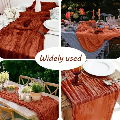 1pc Boho Style Cheesecloth Table Runner - Long Gauze Sheer RomanticTable Runner For Weddings, And Scene Decor Home Decor Leedoar