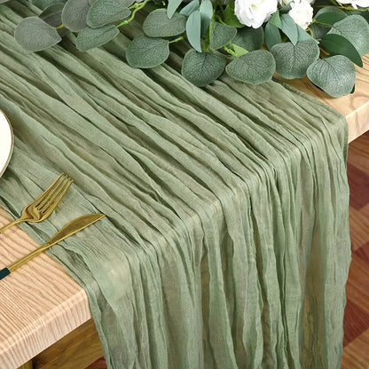 1pc Boho Style Cheesecloth Table Runner - Long Gauze Sheer RomanticTable Runner For Weddings, And Scene Decor Home Decor Leedoar