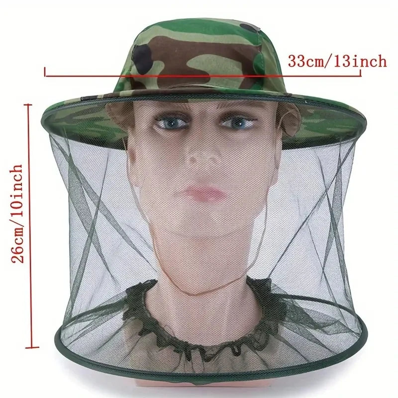 1pc Camouflage Beekeeping Hat with Mosquito Netting - Outdoor Anti-Mosquito Shawl Hat, Ideal for Fishing and Sun Protection, Mad Leedoar