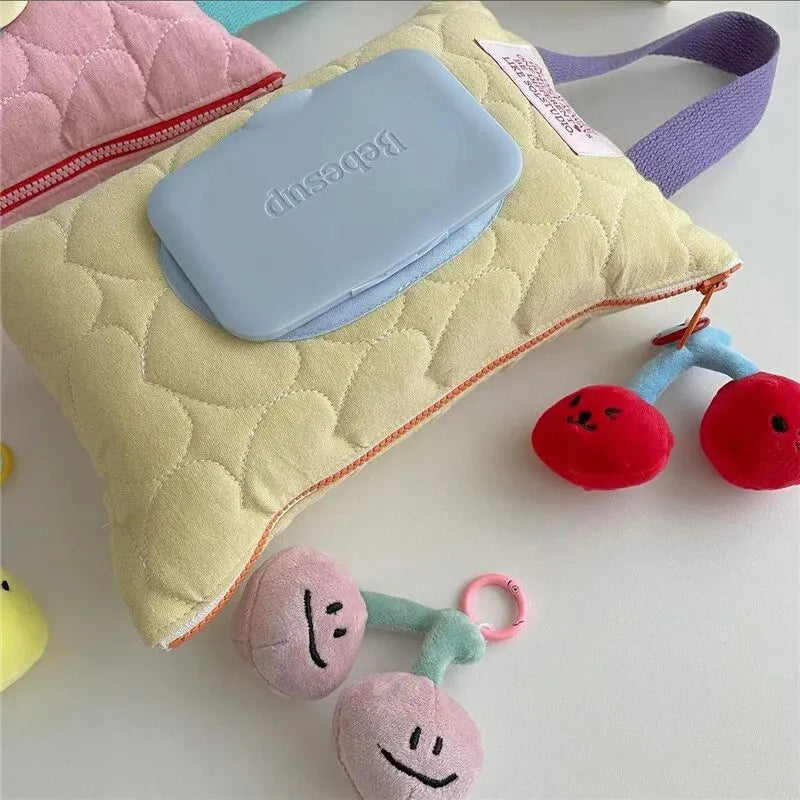 1pc Car Mounted Tissue Box Waterproof Suction Paper Cover Tissue Bag Cute Baby Stroller Tissue Hanging Bag Leedoar