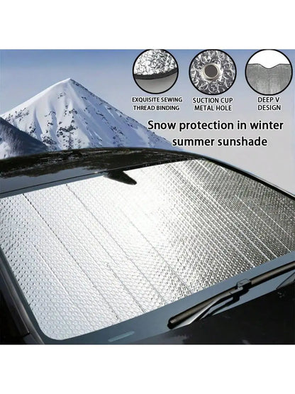 1pc Car Sunshade Block Snow Block Frost Car Jacket Front Glass Sun Protection Heat Shield Car Cover Antifreeze Snow Block Leedoar