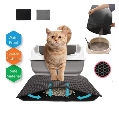 1pc, Cat Litter Mat, Cat Waterproof Litter Trapping Mat,Double Layer Filter Washable Non Slip Cat Mat For Cleaning, Pet Supplies Leedoar