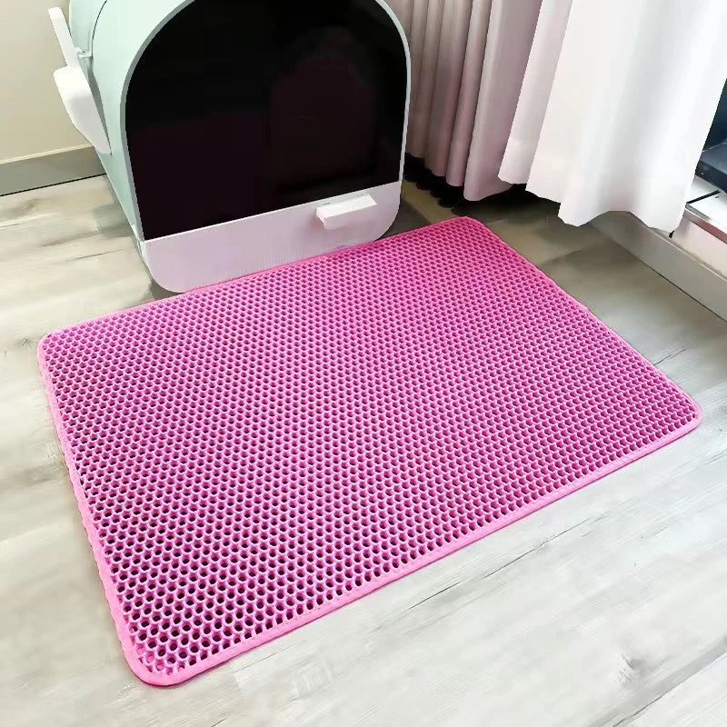 1pc, Cat Litter Mat, Cat Waterproof Litter Trapping Mat,Double Layer Filter Washable Non Slip Cat Mat For Cleaning, Pet Supplies Leedoar