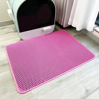 1pc, Cat Litter Mat, Cat Waterproof Litter Trapping Mat,Double Layer Filter Washable Non Slip Cat Mat For Cleaning, Pet Supplies Leedoar