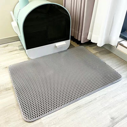 1pc, Cat Litter Mat, Cat Waterproof Litter Trapping Mat,Double Layer Filter Washable Non Slip Cat Mat For Cleaning, Pet Supplies Leedoar