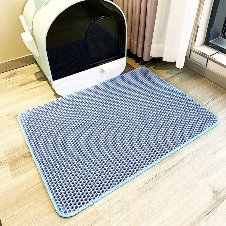 1pc, Cat Litter Mat, Cat Waterproof Litter Trapping Mat,Double Layer Filter Washable Non Slip Cat Mat For Cleaning, Pet Supplies Leedoar