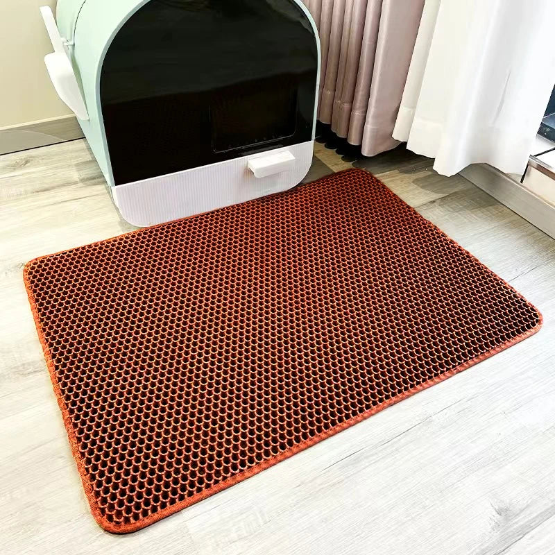 1pc, Cat Litter Mat, Cat Waterproof Litter Trapping Mat,Double Layer Filter Washable Non Slip Cat Mat For Cleaning, Pet Supplies Leedoar