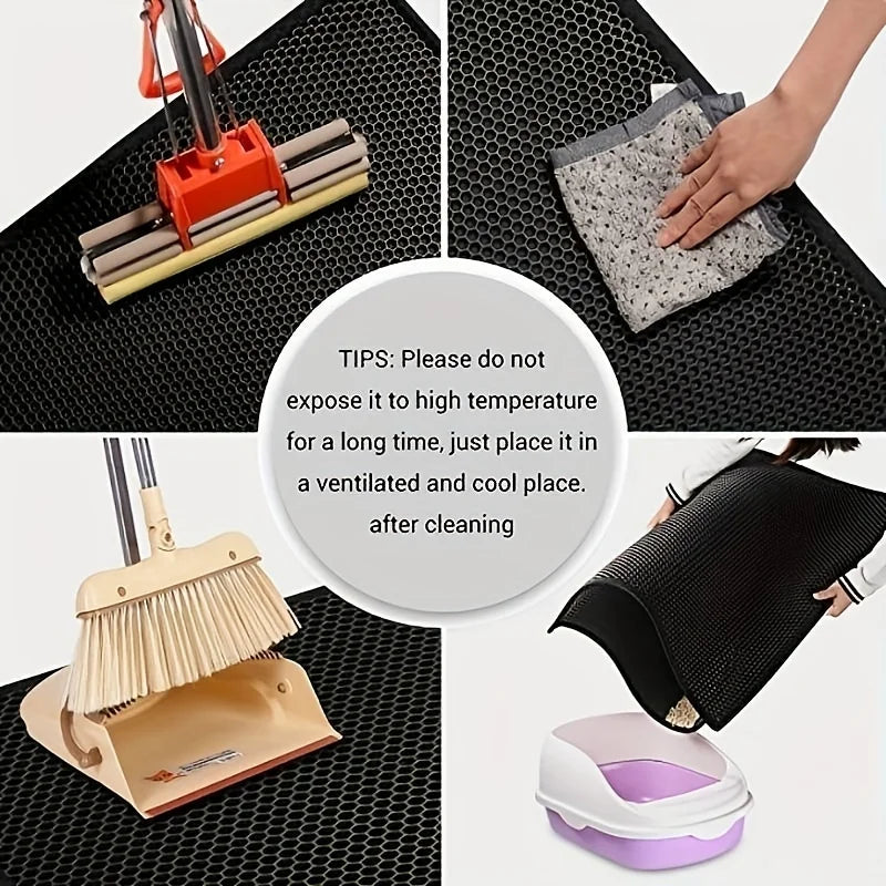 1pc, Cat Litter Mat, Cat Waterproof Litter Trapping Mat,Double Layer Filter Washable Non Slip Cat Mat For Cleaning, Pet Supplies Leedoar