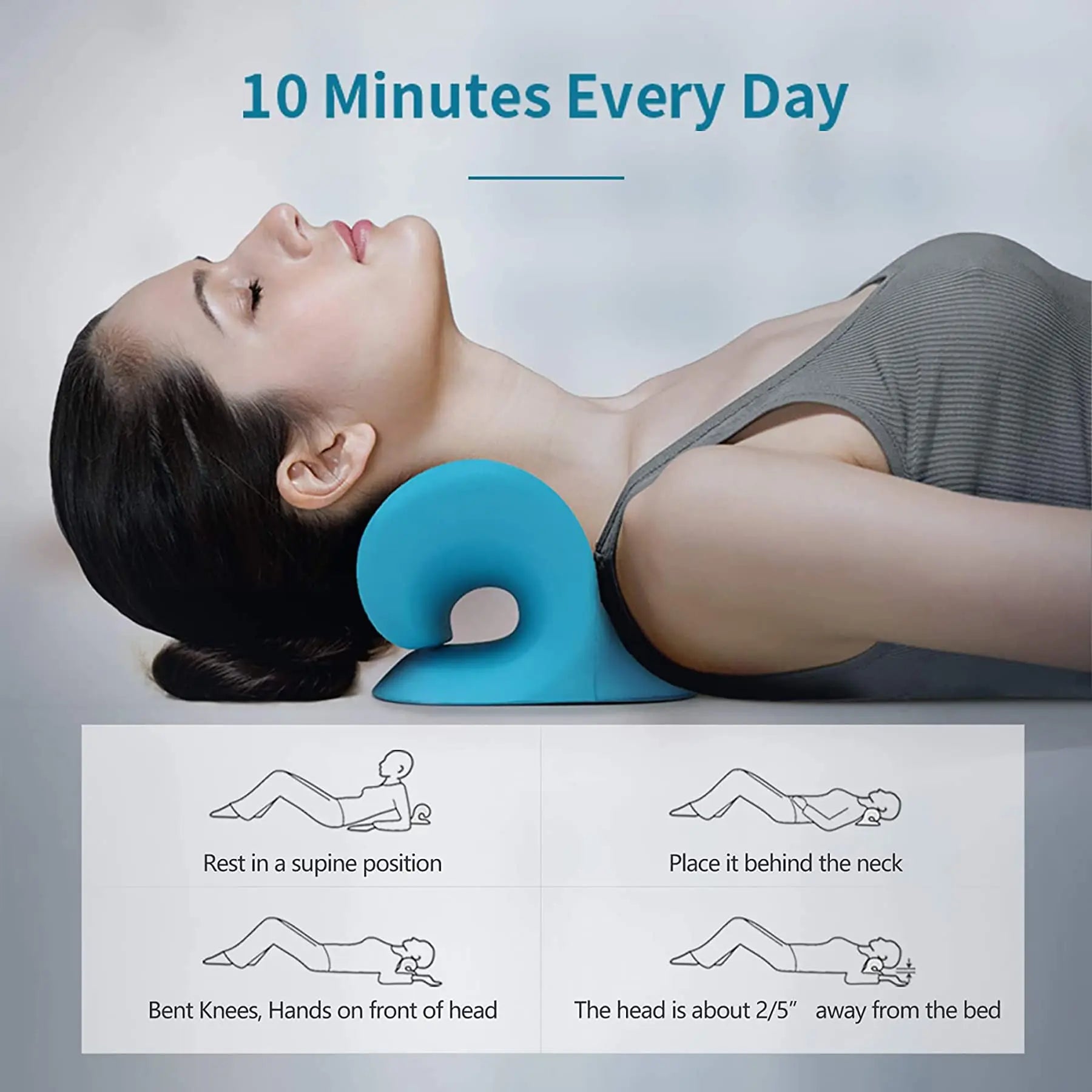 1pc Cervical Massage Pillow, Neck And Shoulder Relaxing Device, For Cervical Spine Alignment & Muscle Relaxation Leedoar