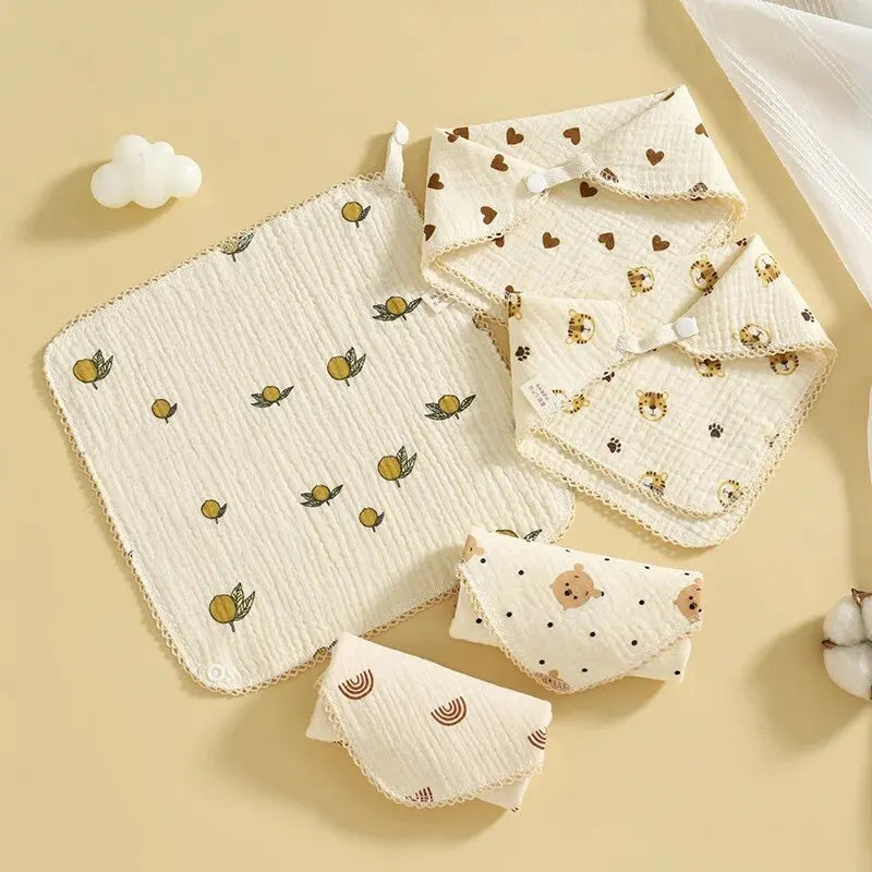 1pc Cotton Gauze Baby Face Towel Cartoon Muslin Newborn Burp Cloth Square Towels Kids Handkerchief Baby Washcloth