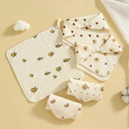 1pc Cotton Gauze Baby Face Towel Cartoon Muslin Newborn Burp Cloth Square Towels Kids Handkerchief Baby Washcloth