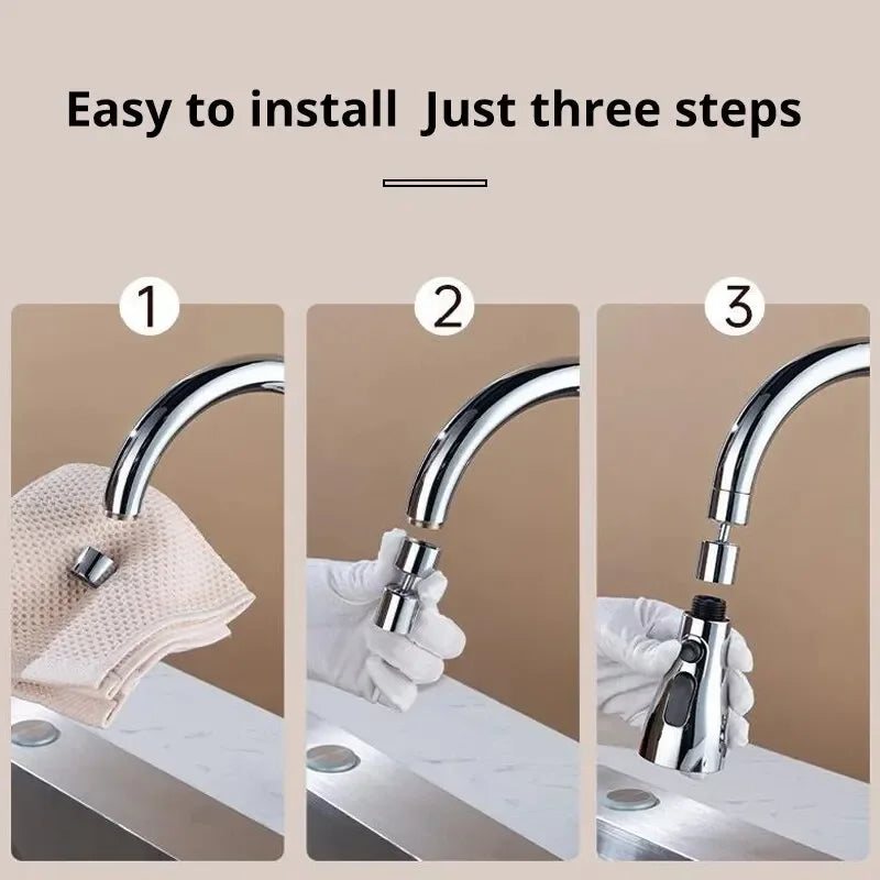 1pc Faucet Extender Metal Alloy,Three Modes,Head Water Saver Home Extended Shower Spray Filter Leedoar