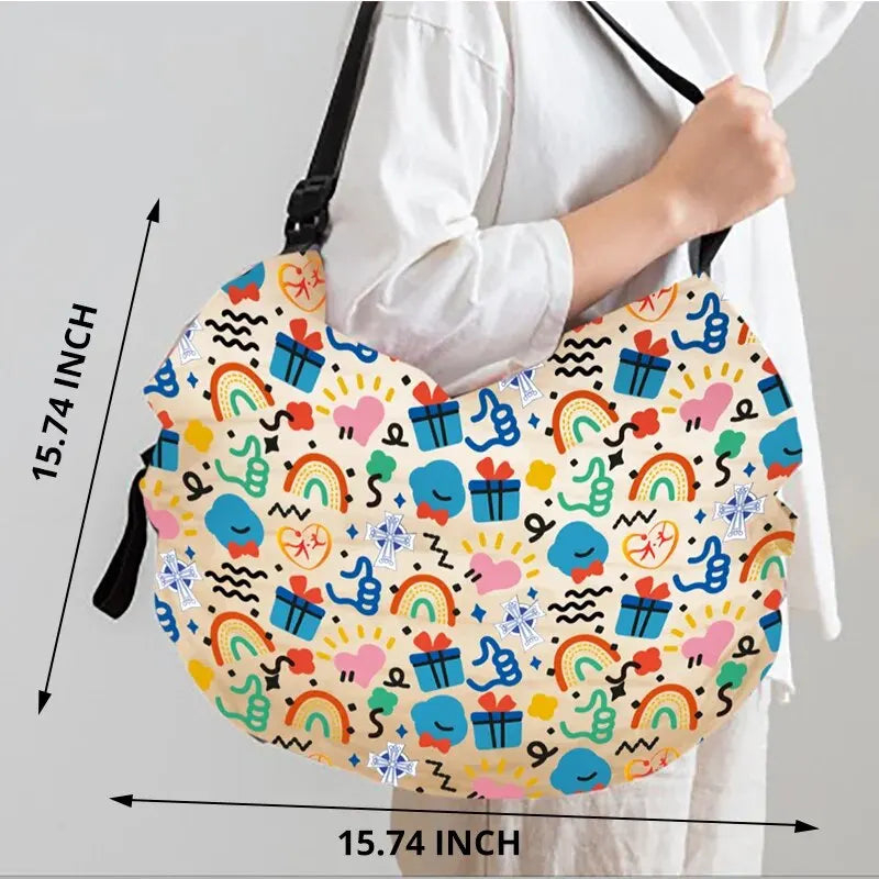 1pc Foldable Shopping Bag Eco-friendly Waterproof Portable Storage Bag Large Capacity Handbag Oversized Storage Bag For Travel Leedoar