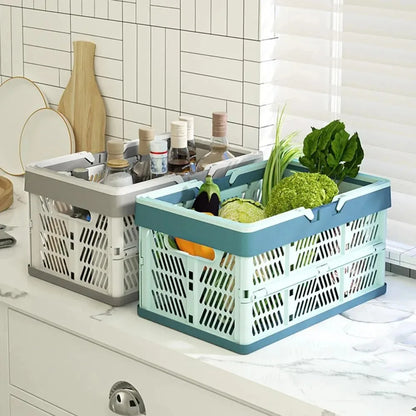 1pc Folding Portable Fruit And Vegetable Storage Basket Sundry Arrangement Thickened Plastic Picnic Basket Leedoar