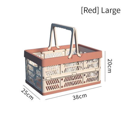 1pc Folding Portable Fruit And Vegetable Storage Basket Sundry Arrangement Thickened Plastic Picnic Basket Leedoar