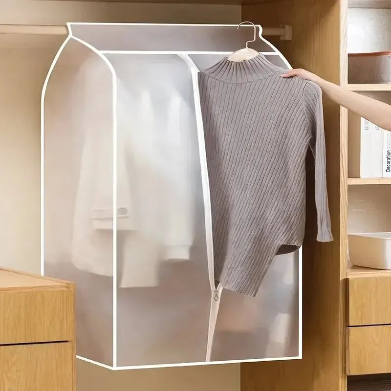 1pc Garment Clothes Cover Protector Lightweight Closet Storage Bags Translucent Dustproof Waterproof Hanging Storage Bag Leedoar