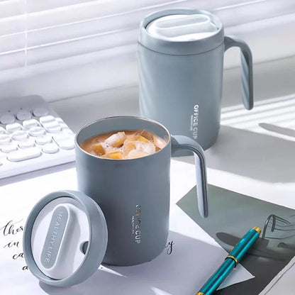 1pc Grey Creative PP Liner Drinking Cup Portable Office Large Capacity Covered Milk Coffee Cup Gift For Kitchen Travel Domestic Leedoar